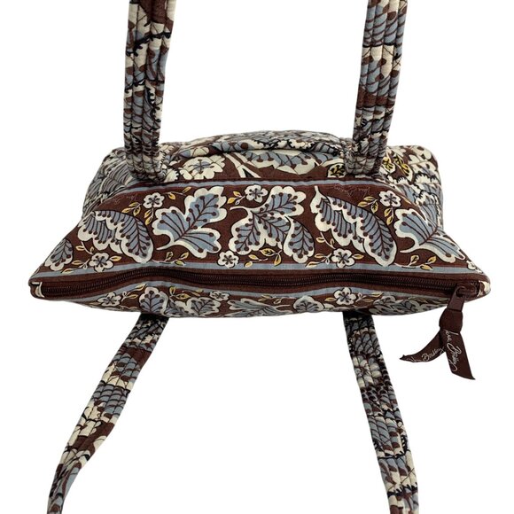Vera Bradley Slate Blooms Brown/Blue Floral Cotton Quilted Zip Tote Shoulder Bag - Picture 9 of 10